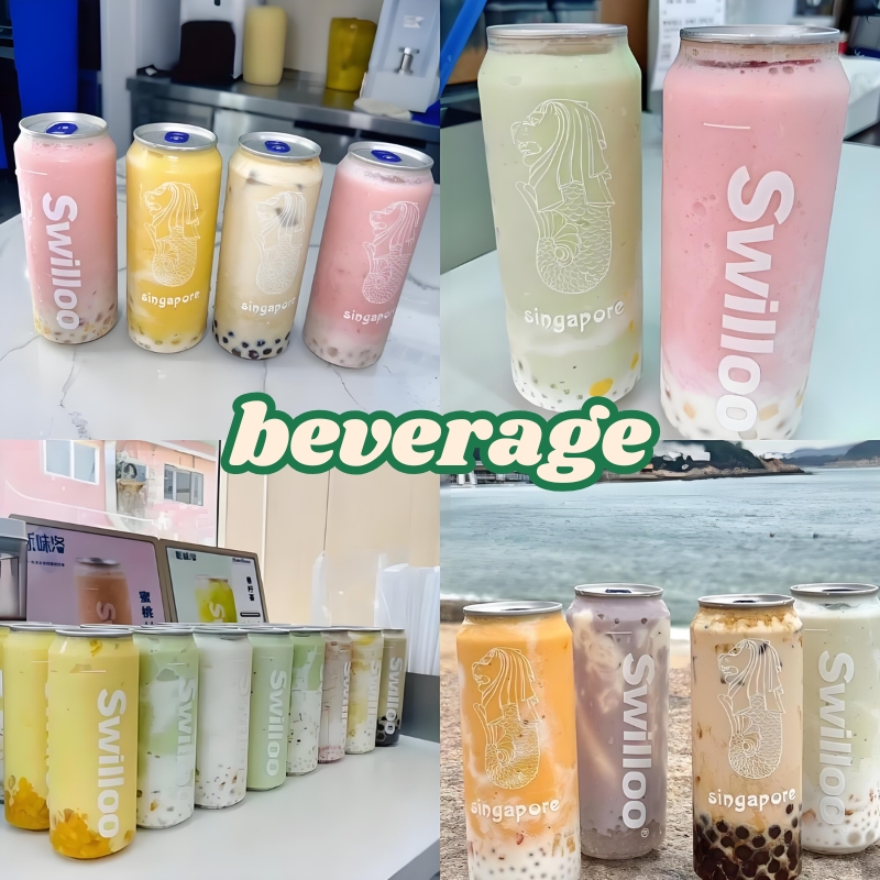 Transparent PET beverage cans with bubble tea